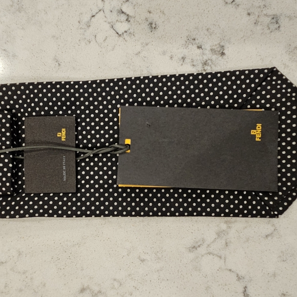 Fendi Black and White Polka Dot Tie